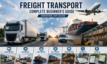 Modern European freight transport with trucks containers warehouses and logistics operations across Europe