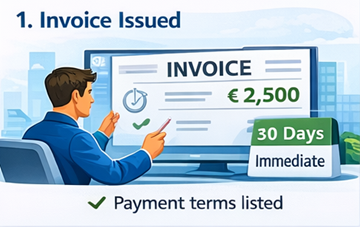 Digital invoice showing amount and payment term of 30 days or immediate payment on ExusTrans